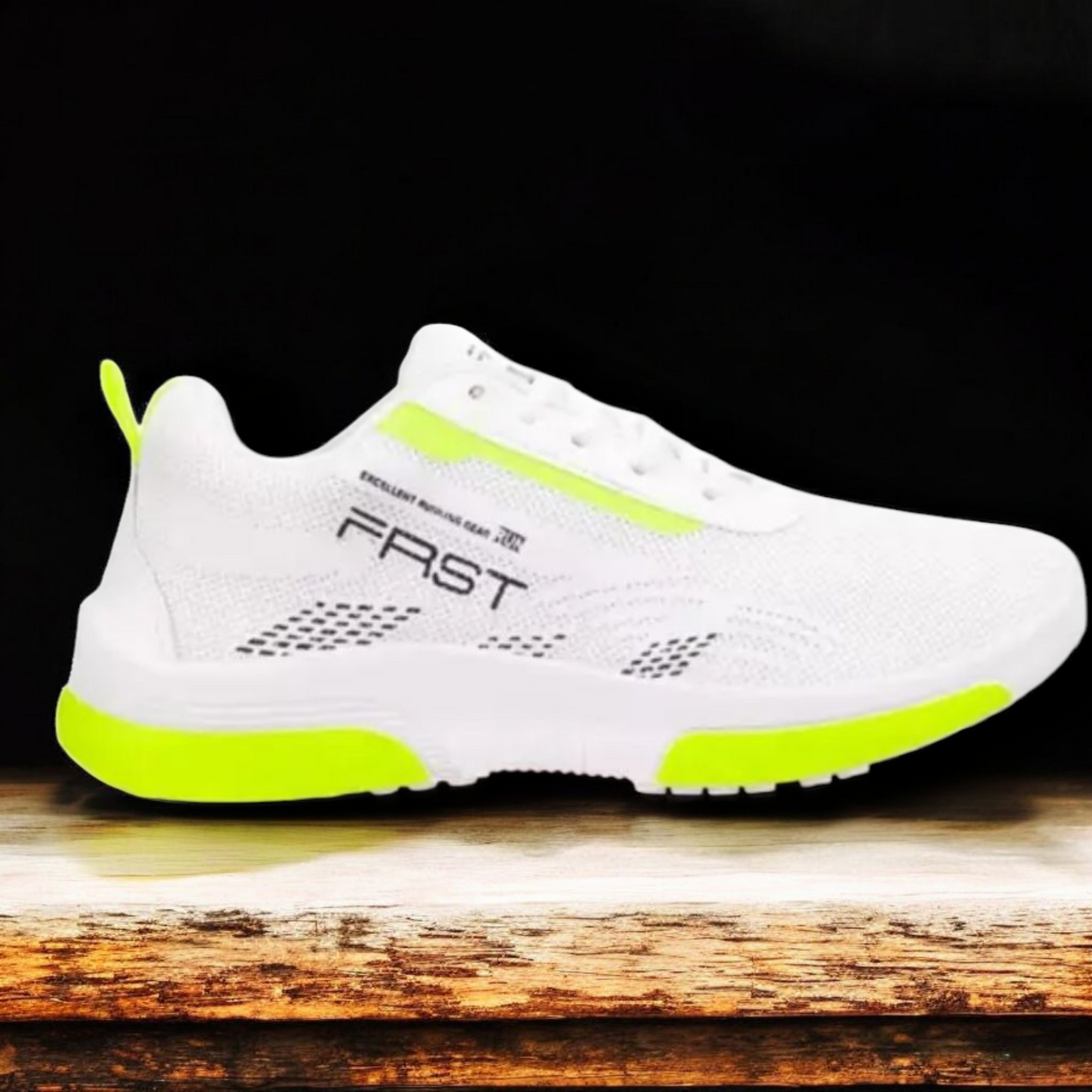 First Men's Stylish Sports Shoes – White & Neon Green