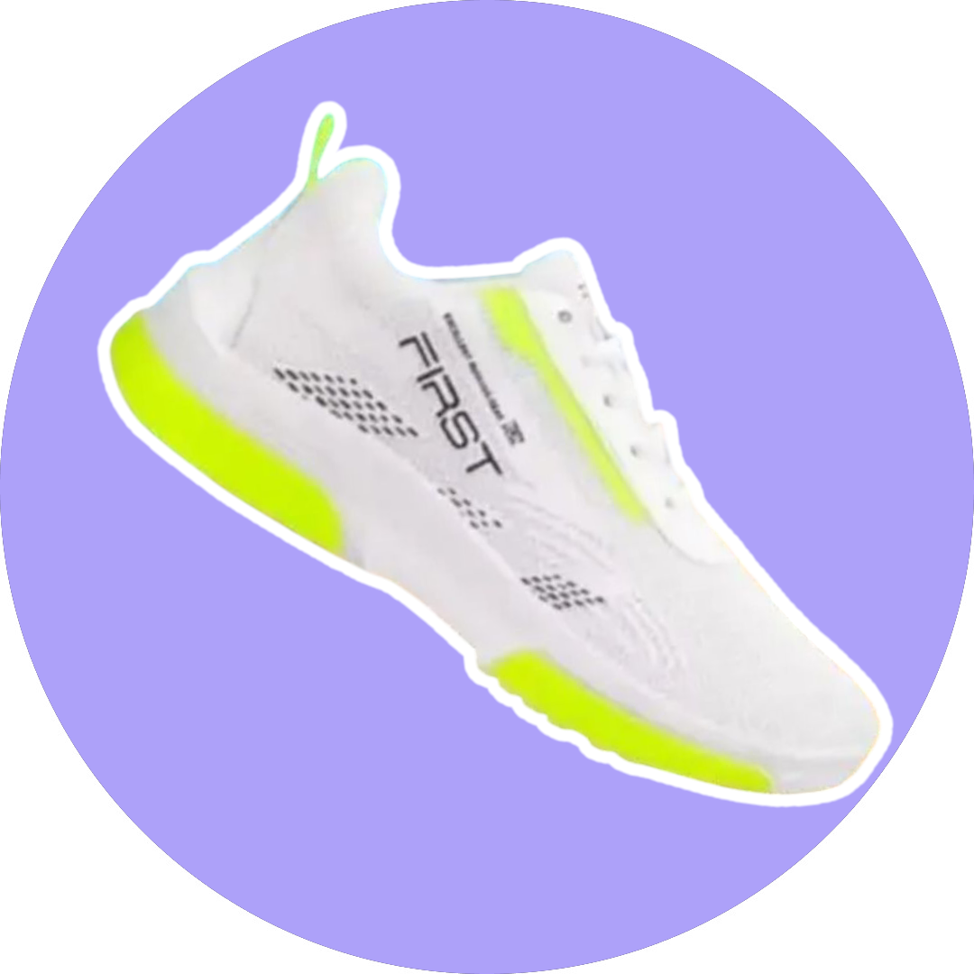 First Men's Stylish Sports Shoes – White & Neon Green