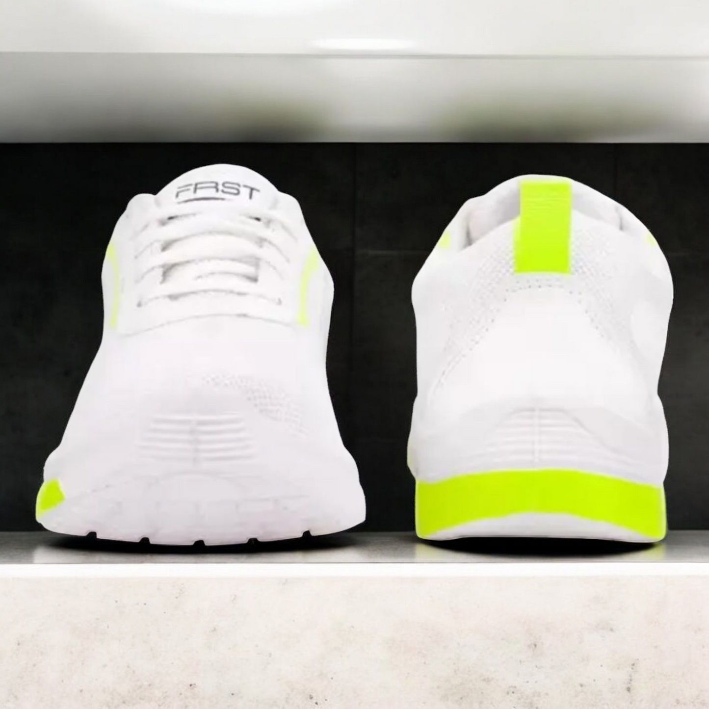 First Men's Stylish Sports Shoes – White & Neon Green